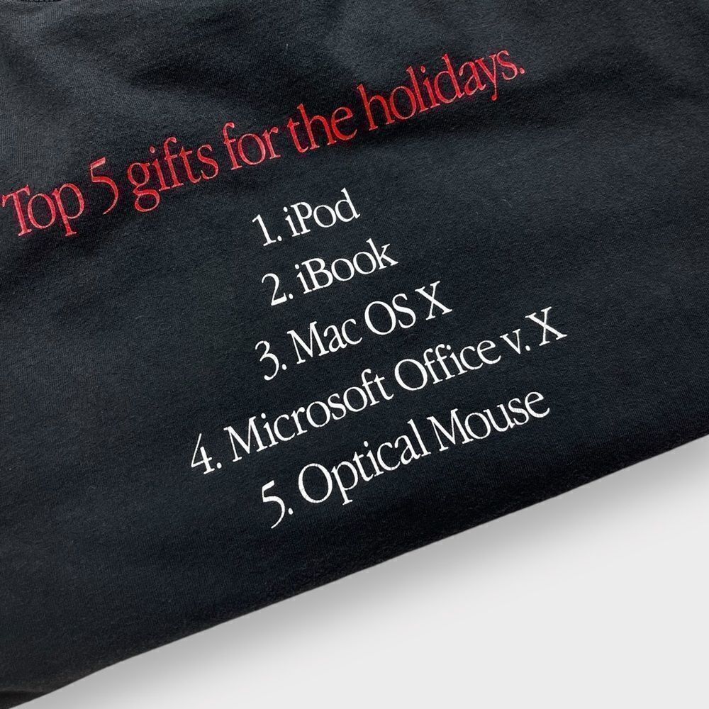 Vtg Y2K Apple Top 5 Holiday GIfts Shirt, 2-Sided Promo, iPod iBook Mac Xmas 2XL - Picture 6 of 6